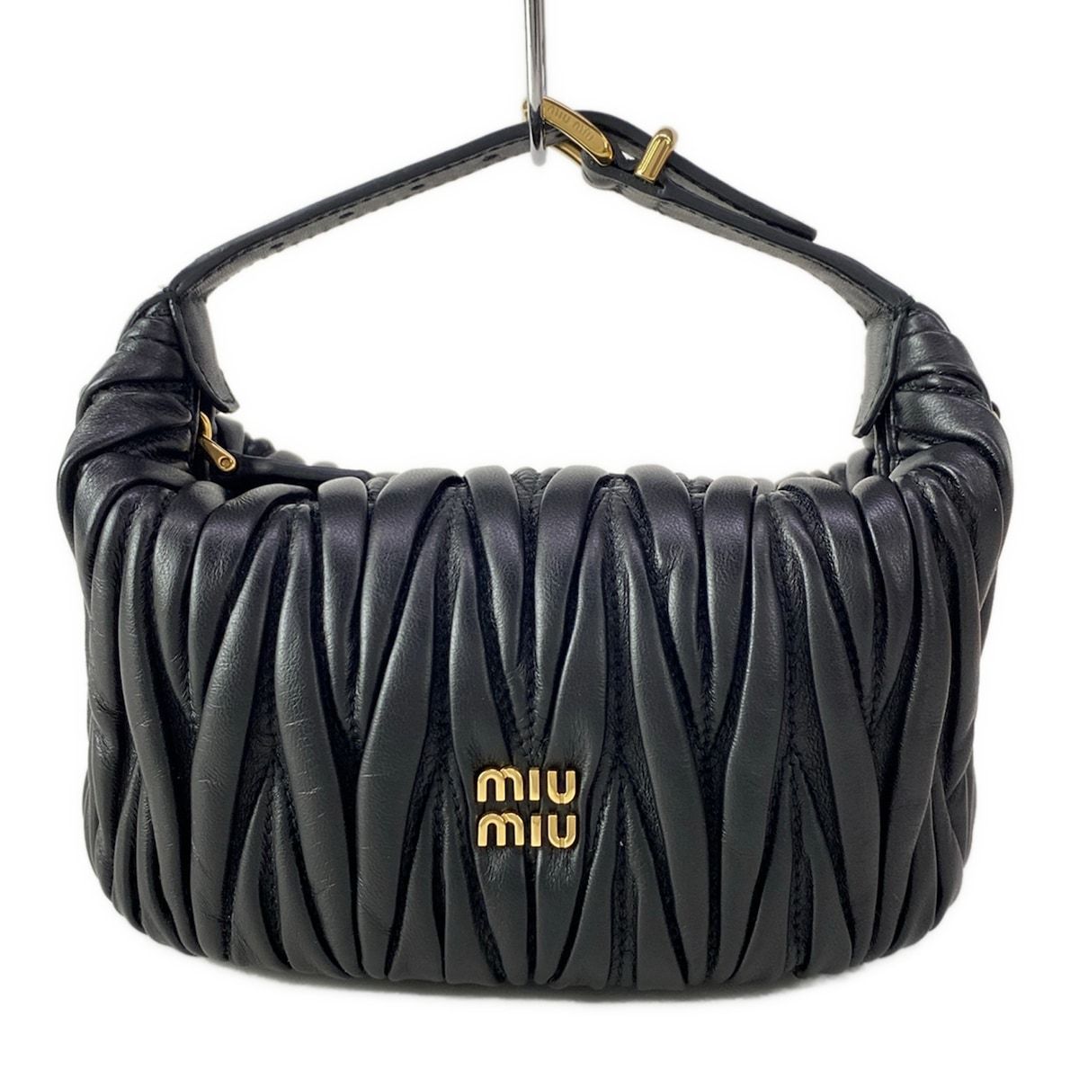 miumiu(ミュウミュウ) ハンドバッグ美品 マテラッセ 5NE026 黒 ミニバッグ レザー