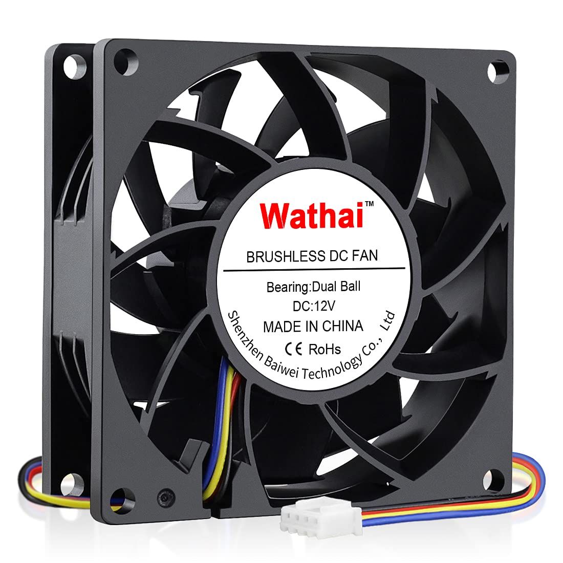 新品 Wathai 80mm x 25mm PCコンピュータケースファン PWM 12V 4ピンファン サーバーボックスエンクロージャCPUクーラー冷却用高静圧