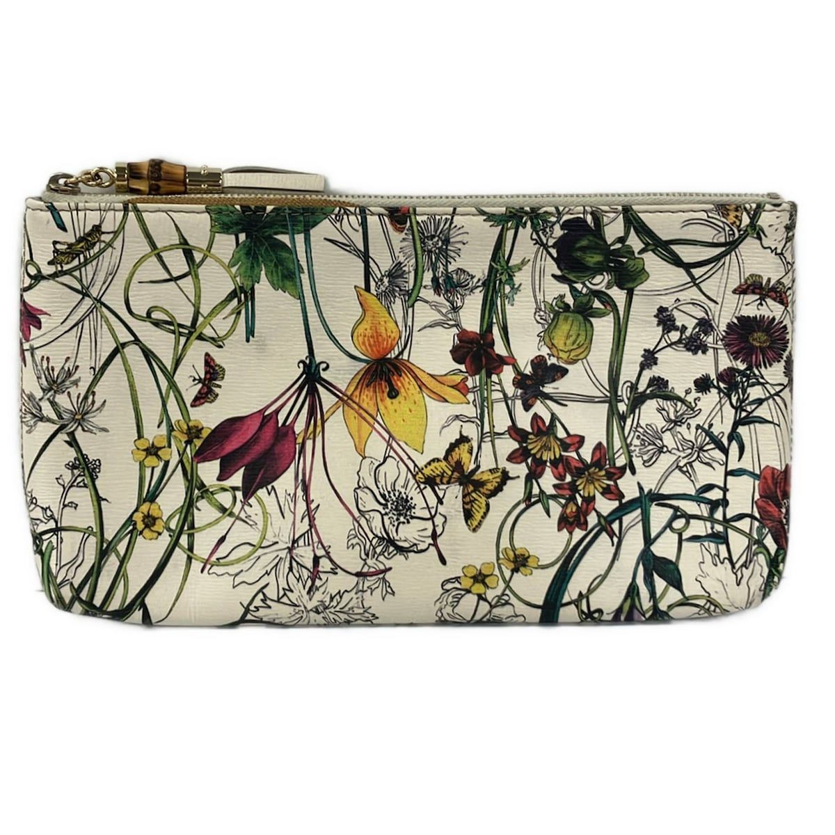 GUCCI(グッチ) ポーチ クリスナイトフローラ 338815 アイボリー×グリーン×マルチ レザー