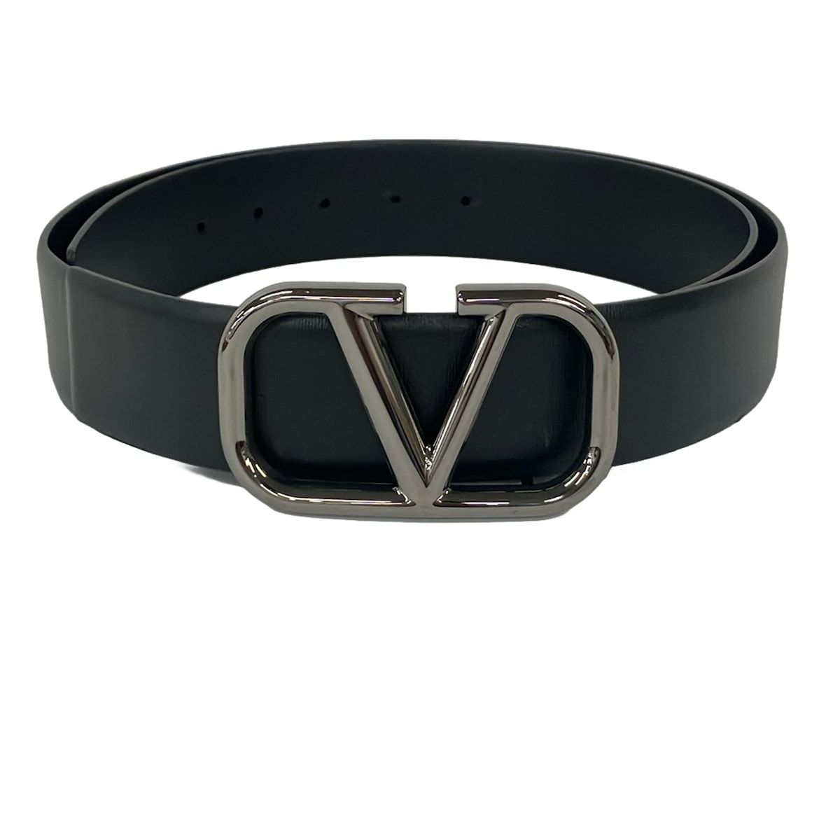 VALENTINOGARAVANI(バレンチノガラバーニ) ベルト美品 - 黒×シルバー レザー