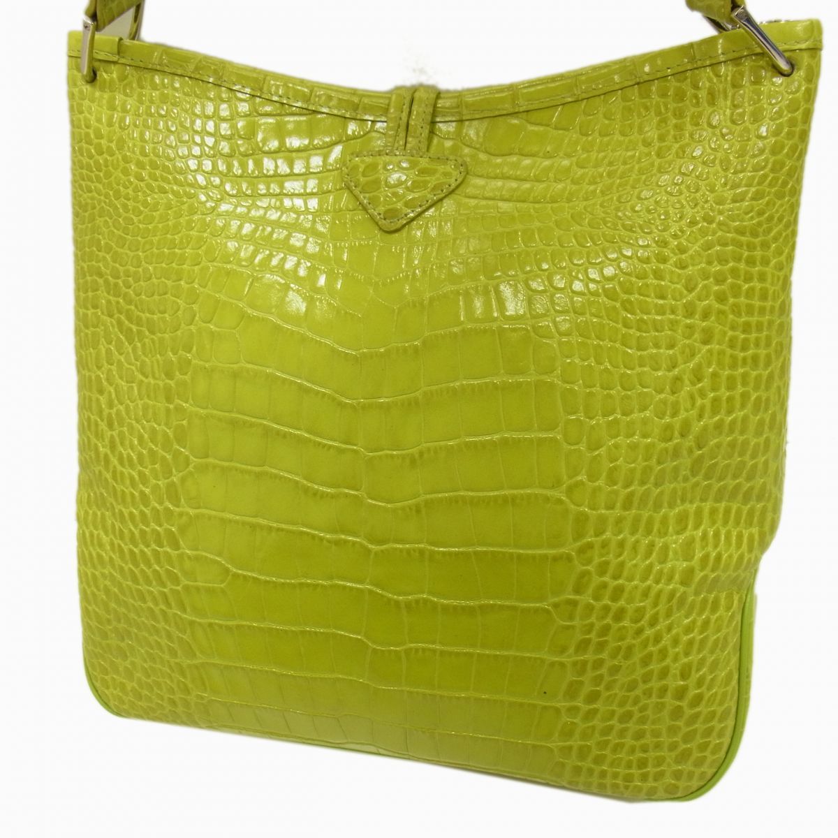 ◇Longchamp ロゾシリーズ クロコ エンボスレザーショルダーバッグ 