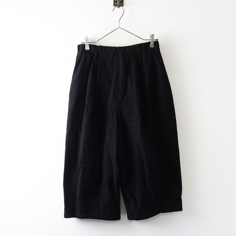 定価35200円 2023SS ススリ SUSURI 23-501 ジャガード織り ラクーンパンツ 1 ブラック┃黒 ワイド キュロット【2400014903829】