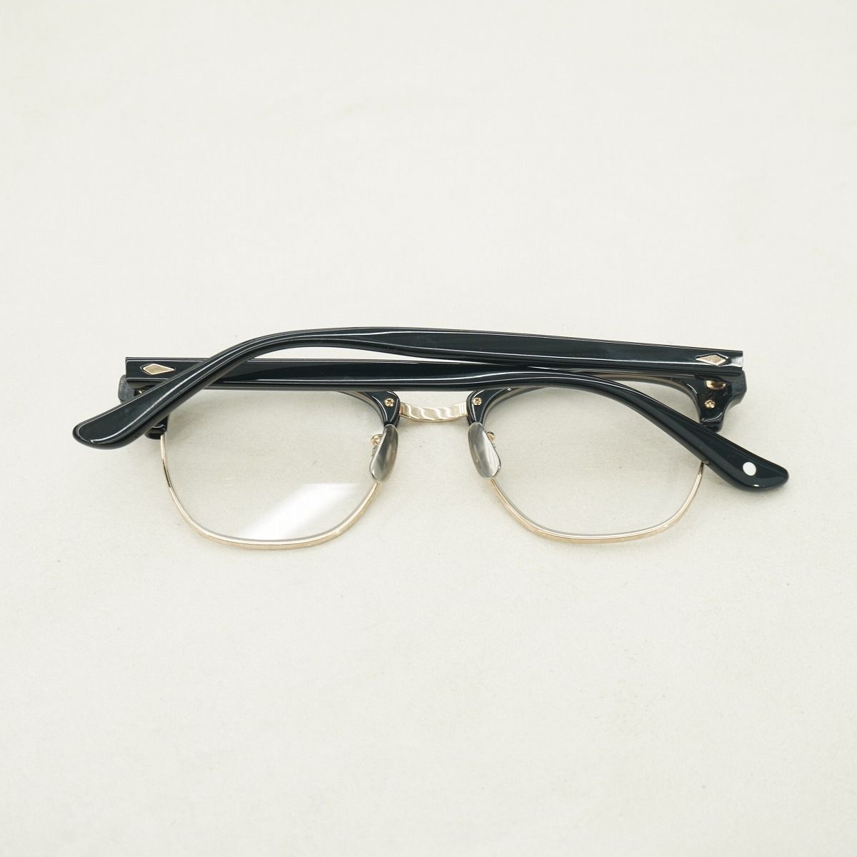 美品 NOCHINO OPTICAL ノチノ オプティカル YUGEN GLOSS BLACK & CHAMPAGNE GOLD ブロー メガネ 眼鏡 フレーム 51/20/145 調光レンズ 2982Q♪