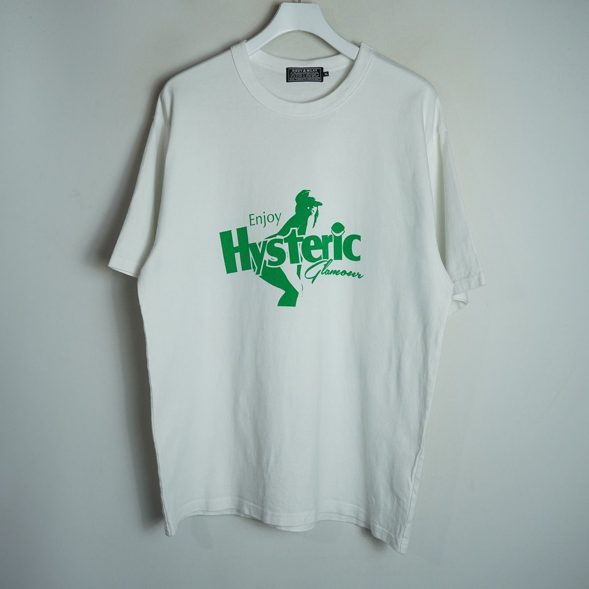 美品 23SS HYSTERIC GLAMOUR ヒステリックグラマー ENJOY HG Tシャツ 半袖 カットソー 02231CT23 白緑 サイズXL 1102P♪