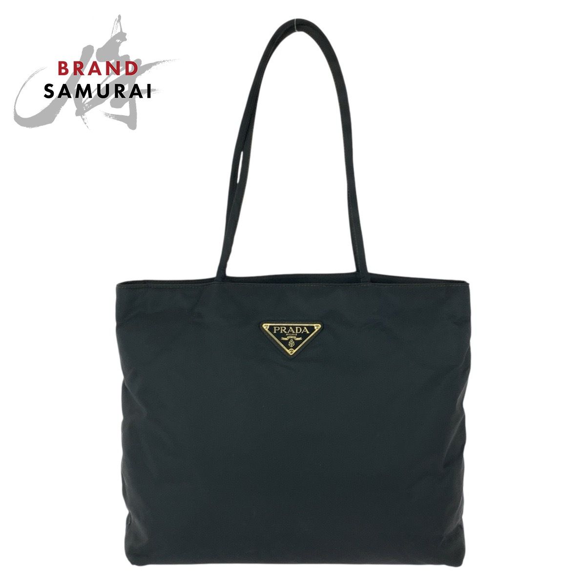 美品 PRADA プラダ テスート 三角ロゴプレート ブラック 黒 シルバー