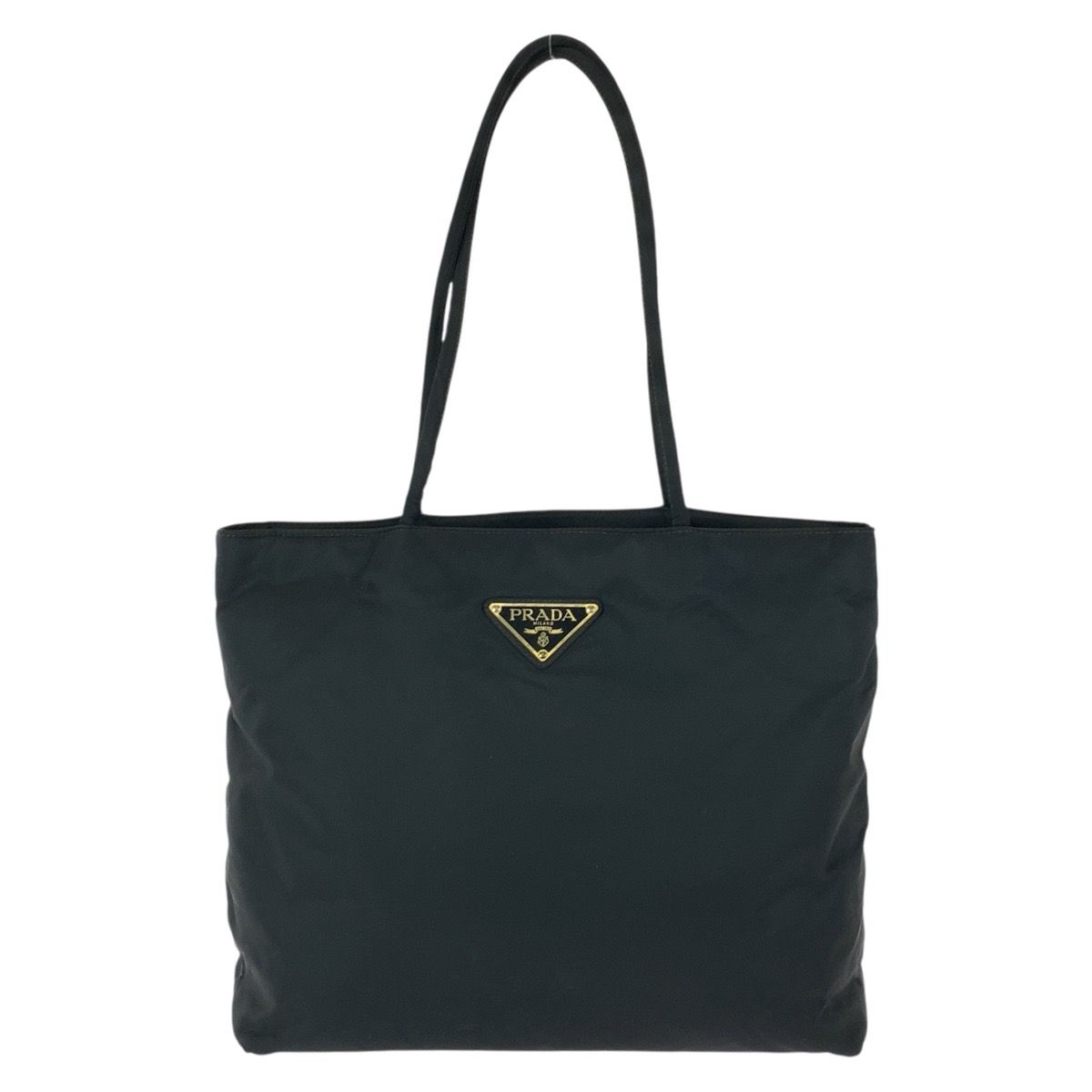 美品 PRADA プラダ テスート 三角ロゴプレート ブラック 黒 シルバー