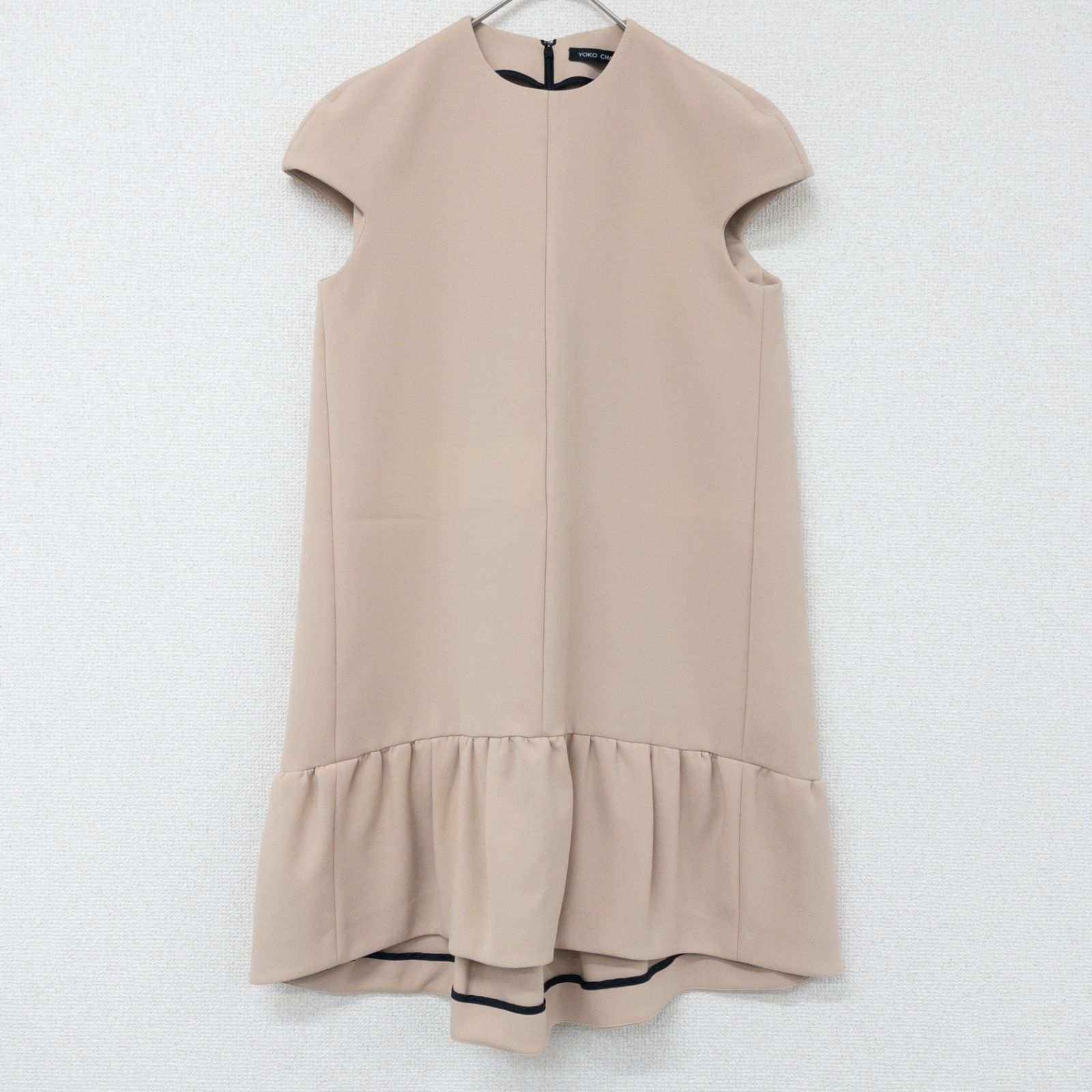 YOKOCHAN ヨーコチャン ワンピース パフスリーブ ペプラム レーヨン ポリエステル ベージュ 日本製 レディース 36 b00587