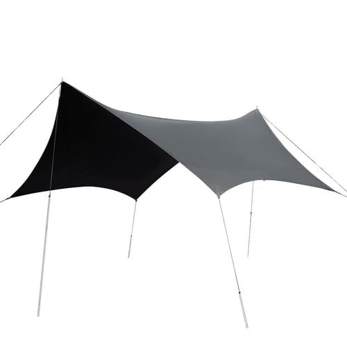 [クイックキャンプ] ヘキサタープ 体感-15℃ UVカット率99.9% UPF50+ 耐水圧3000mm ブラックコーティング 4?6人用 ポール別売り グレーe df5edc72