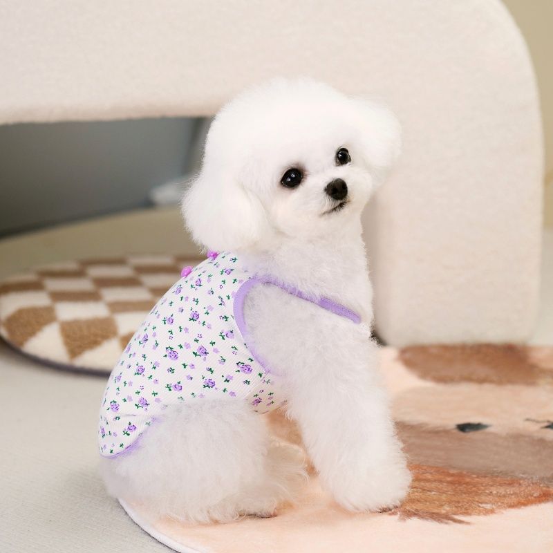 イエロー色 犬服 春夏 タンクトップキャミソール 接触冷感 UVカット 虫