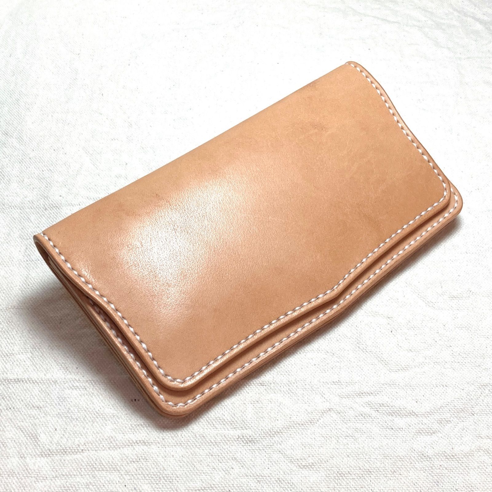 栃木レザー 長財布 本革 ギャルソンウォレット ナチュラル 総手縫い ロングウォレット サドルレザー トラッカーウォレット メンズ レディース ヌメ革