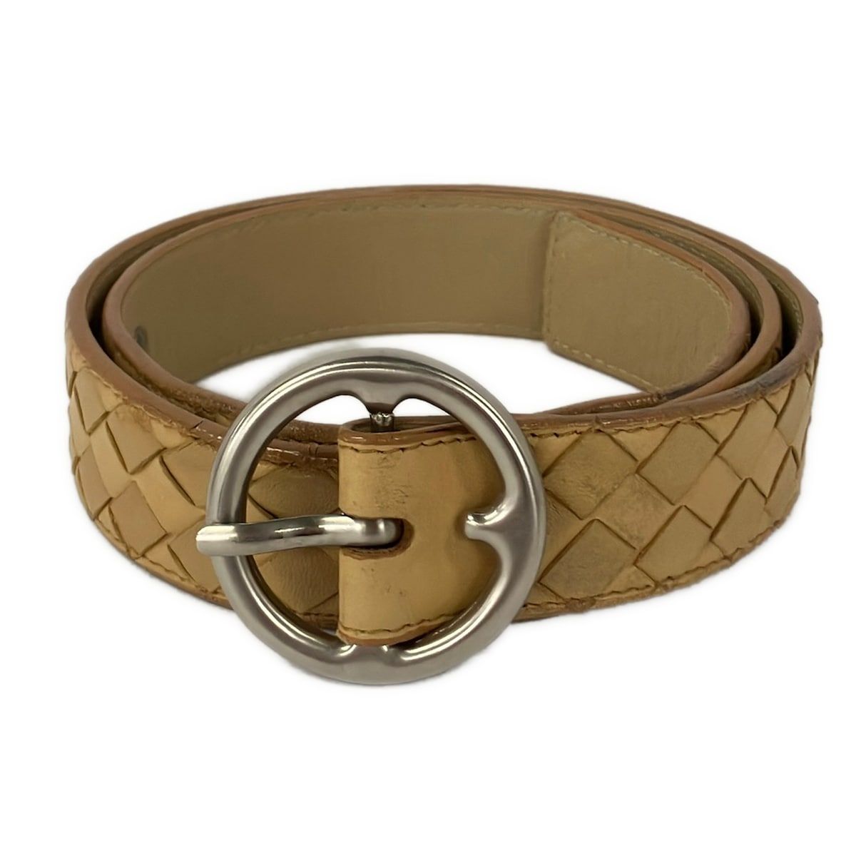BOTTEGA VENETA(ボッテガヴェネタ) ベルト 75cm 30in - ベージュ イントレチャート レザー