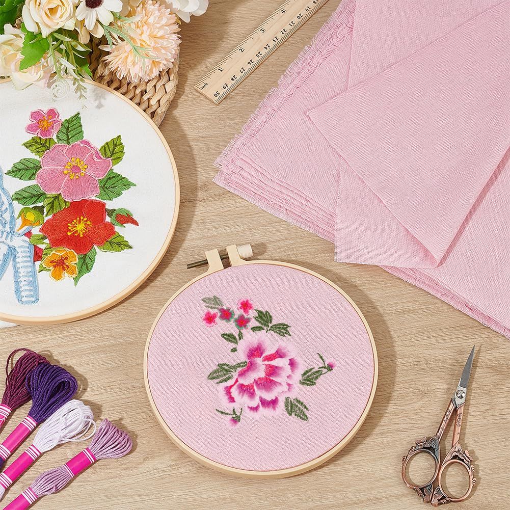 新品 BENECREAT 20枚 リネン刺繍布 25x25cm 刺しゅうクロス パンチ