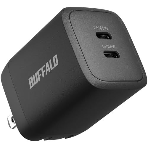 バッファロー 充電器 Type-C 65W USB PD Power Delivery 3.0 PPS 急速充電 GaN 窒化ガリウム 折り畳み式 コンセント プラグ PSE適合 【 iPhone 17 / 16 / 15 / iPad/An 96b8f9d2