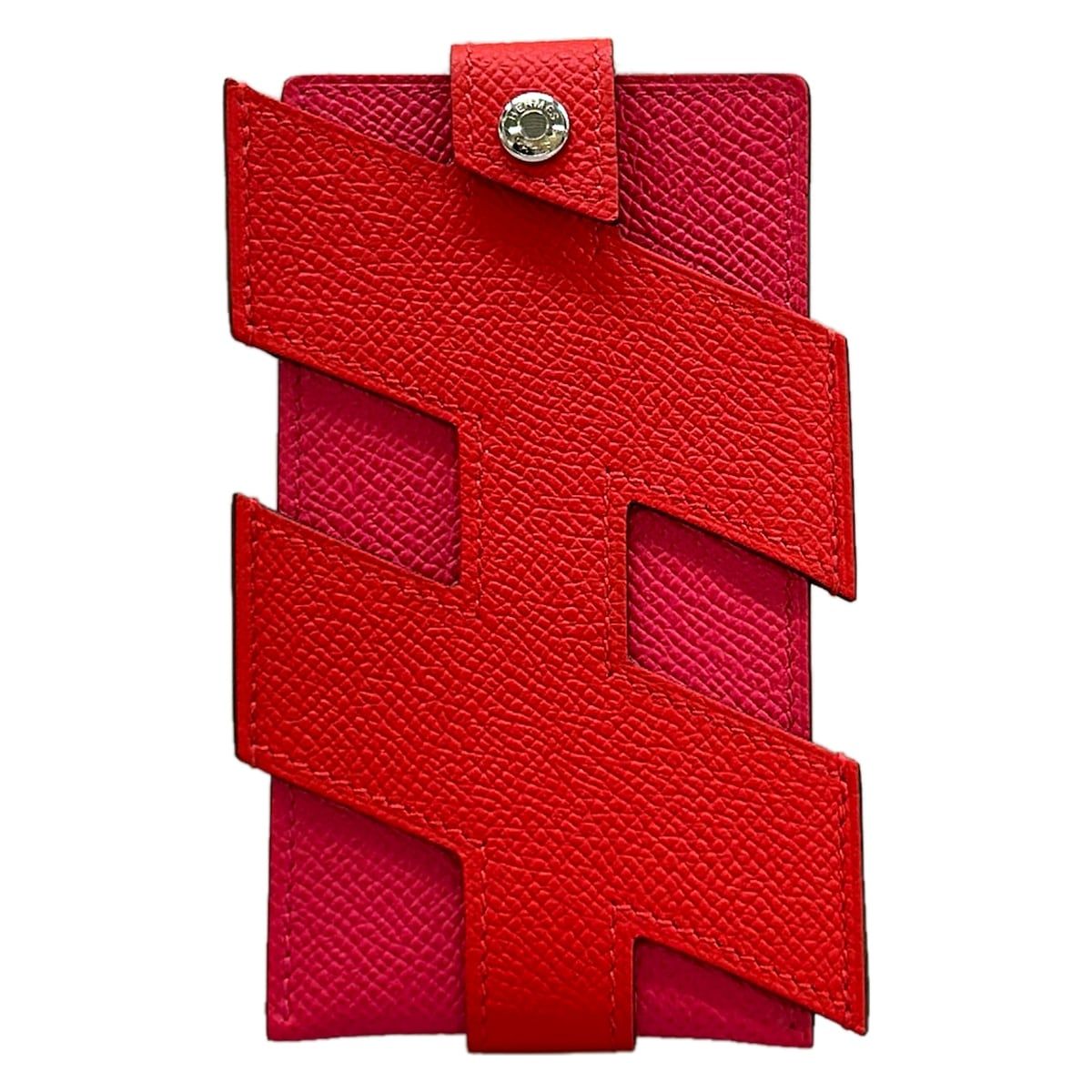 HERMES(エルメス) カードケース美品 Hタグ カードフォルダー ルージュクー×ローズエクストリーム