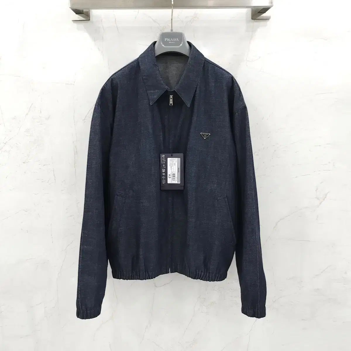 54 / PRADA プラダ シャンブレー デニム ブルゾン ジッパー ジャケット GEB310