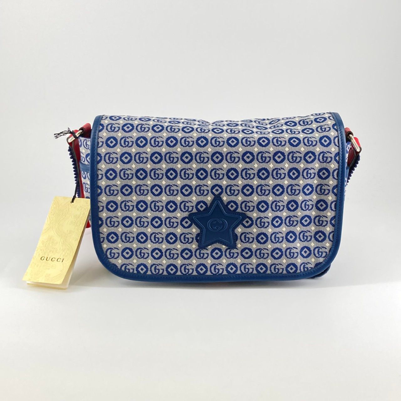 GUCCI ダブルGジオメトリック ショルダー 正規品 希少 美品 ユニセックス GUCCI（グッチ） ダブルGジオメトリック コットン ジャカード 664143