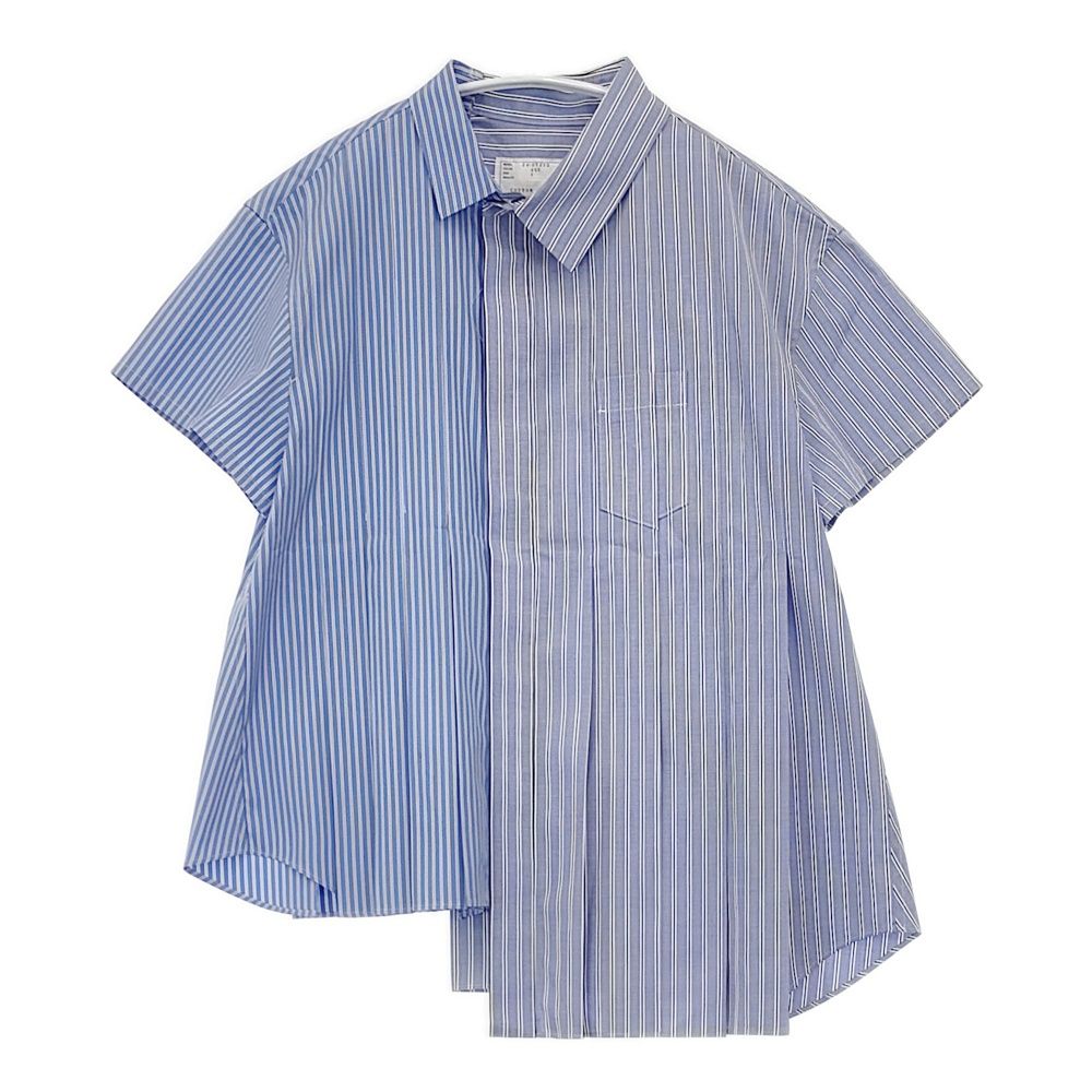 Sacai ストライプ ポプリンシャツ アシンメトリック 24SS 24-07373