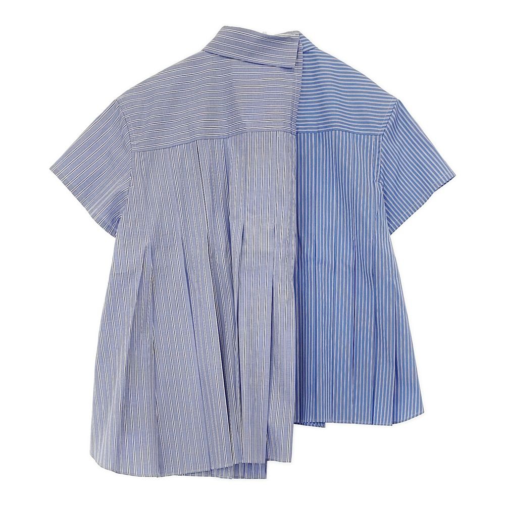 Sacai ストライプ ポプリンシャツ アシンメトリック 24SS 24-07373