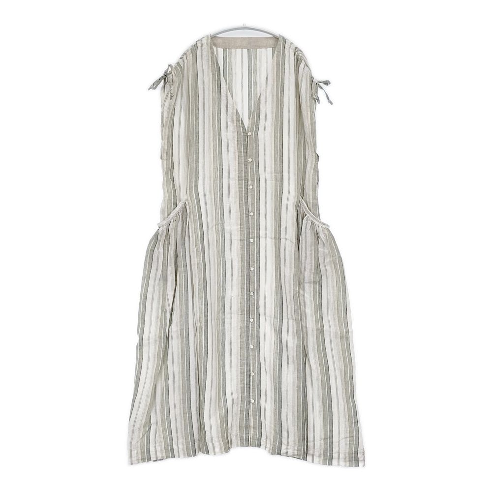 nest Robe リネンストライプジレドレス 24SS 01241-1039 サイズF ワンピース ホワイト グリーン レディース ネストローブ【中古】6-0506S◎