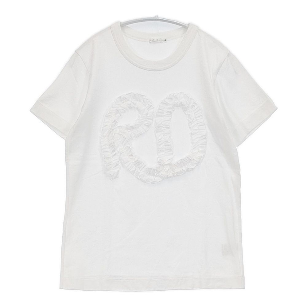 R&D.M.Co- 25SS FRILL EMBROIDERY H/T SHIRT 定価25300円 サイズL フリル 半袖Ｔシャツ カットソー ホワイト レディース オールドマンズテーラー【中古】6-0506S◎