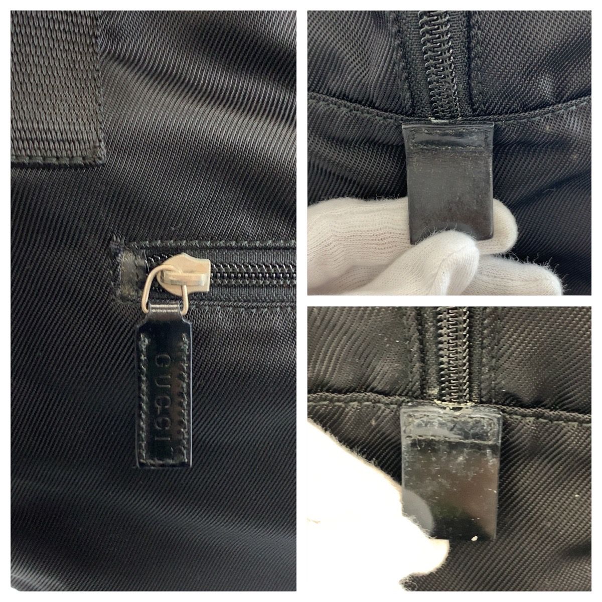 美品 GUCCI グッチ ブラック 黒 シルバー金具 ナイロン 012 0389 