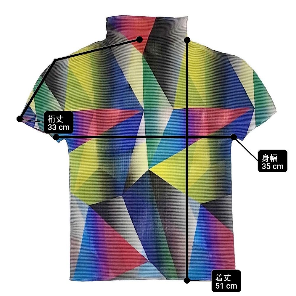 me ISSEY MIYAKE プリーツ マルチカラー ハイネック MI93FK135 半袖