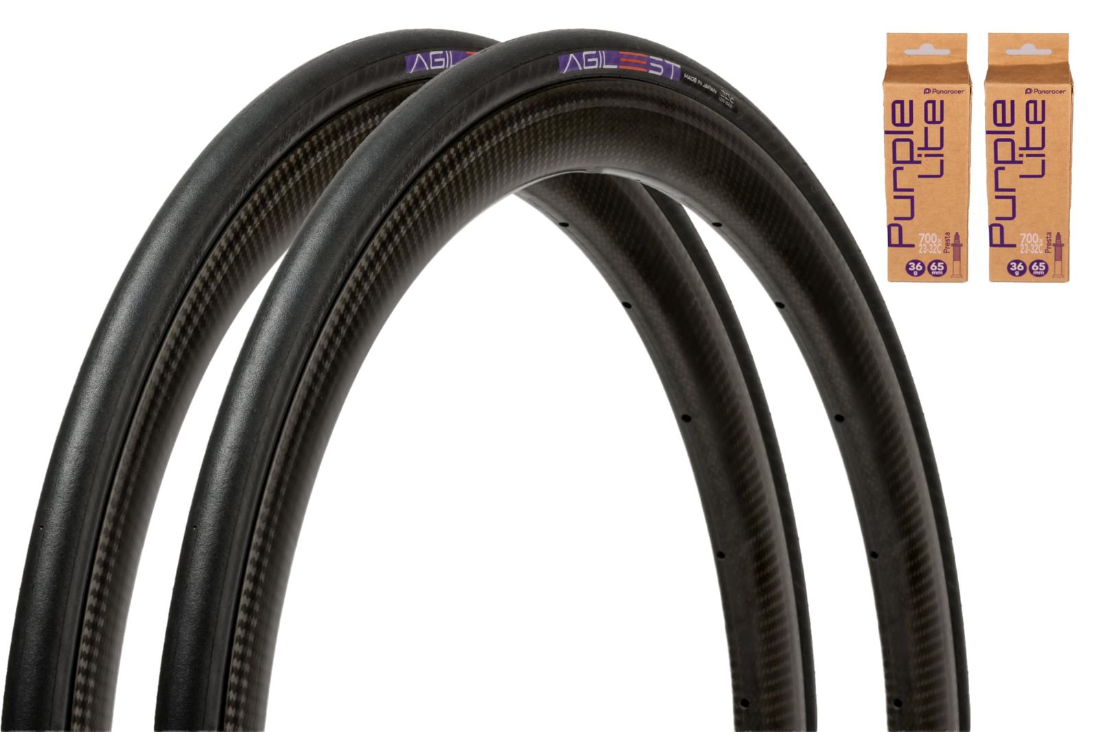 新品 [セット] パナレーサー(Panaracer) アジリスト 2本セット 700×23C 黒 + パープルライト 超軽量TPUチューブ