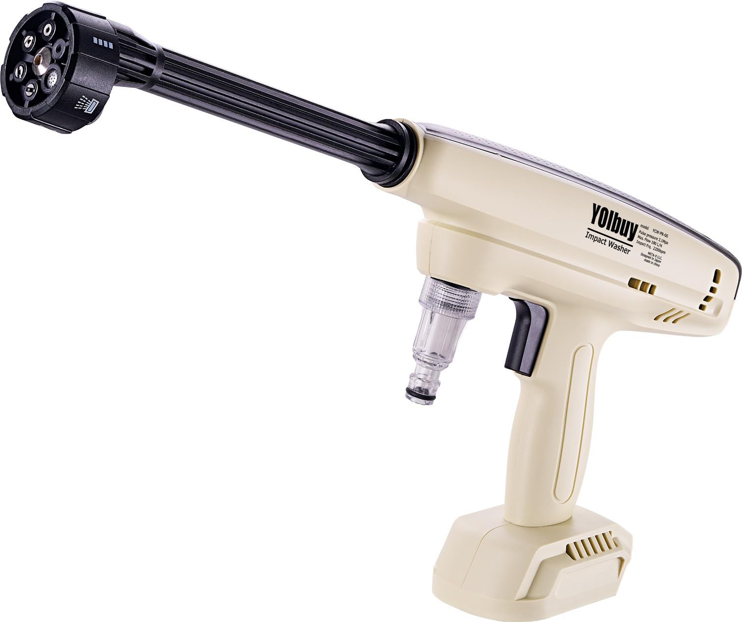 ☆新品☆YOIbuy PRO インパクト洗浄機 充電式 ハンディ式高圧洗浄機 コードレス 18V 互換 独自なパルス噴射技術で衝撃力で洗浄 小型洗浄機の革命児 本体のみ(バッテリー・充電器なし) YCW-PR-06 (白) 366a0588
