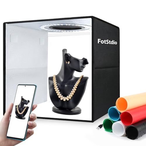 【新品】ライトボックス & フォトボックス 写真ポータブル 12インチ x 12インチ スタジオキット LED120個&背景6個付き ジュエリー&小さな製品写真用 ? 調光可能、多用途、コンパクト 52b6b811