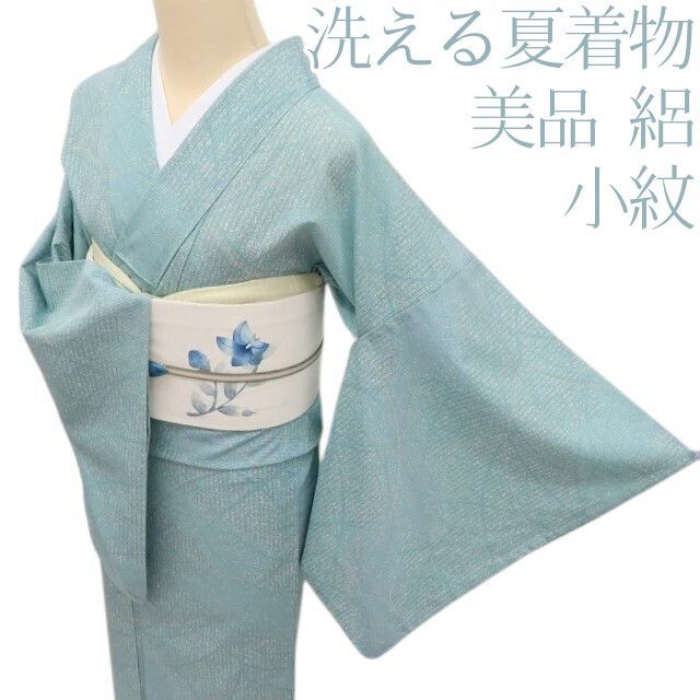 百華❀Y4967◇美品 洗える夏着物 絽 芝草 小紋 - メルカリ