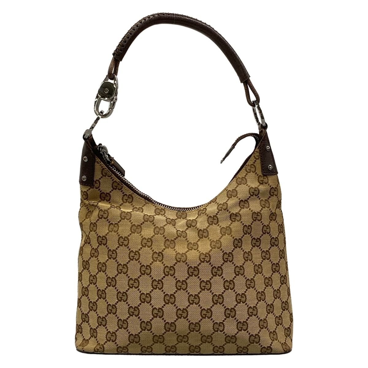 GUCCI(グッチ) ショルダーバッグ GG柄 115003 ベージュ×ダークブラウン レザー