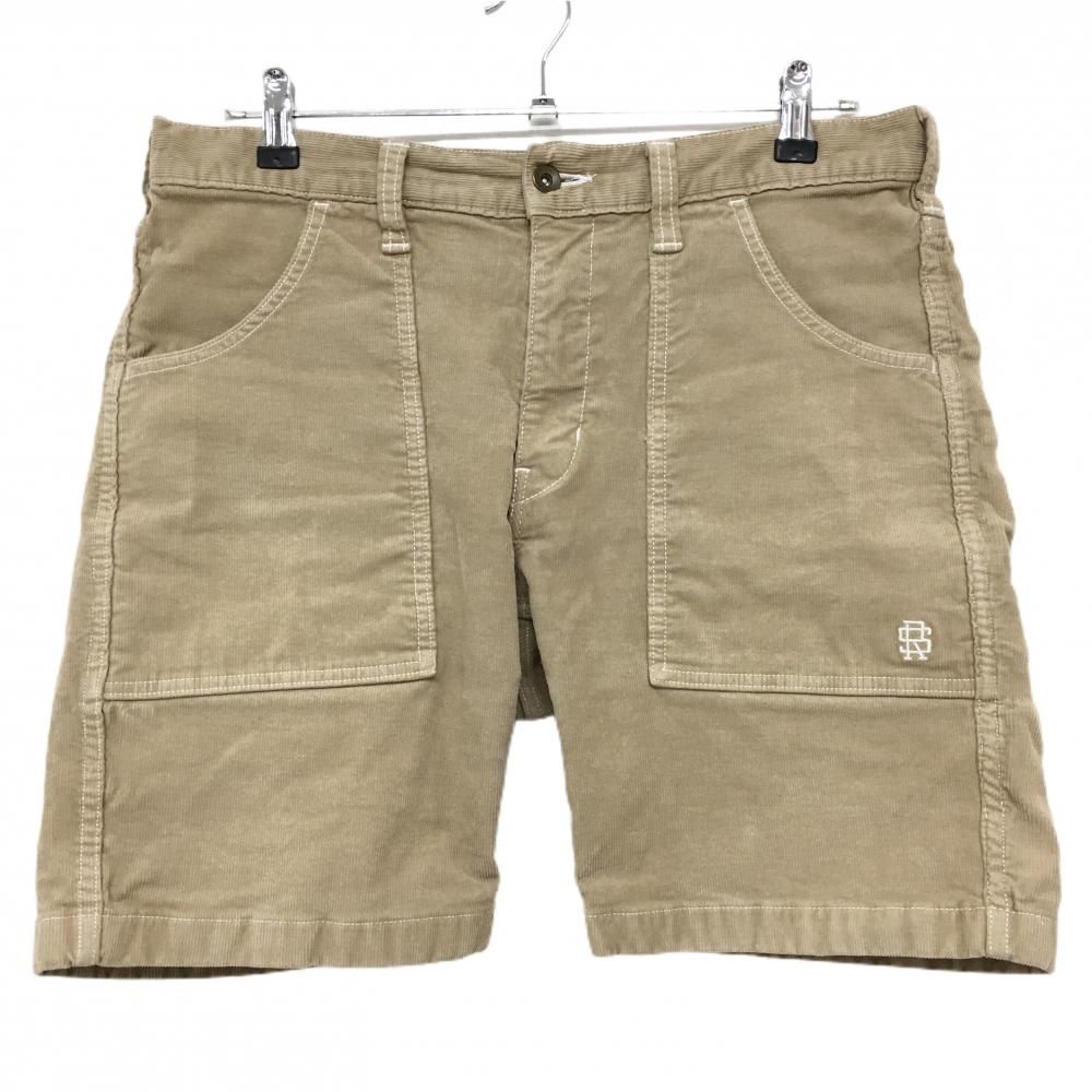 ラフアンドスウェル ハーフパンツ ベージュ コーデュロイ風 ストレッチ メンズ L ゴルフウェア rough＆swell