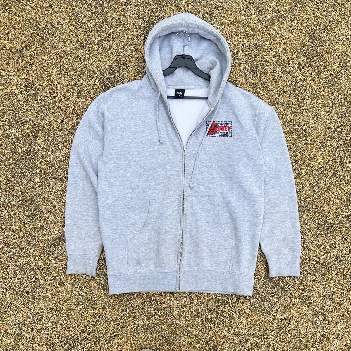 OBEY グレー フードジップアップ