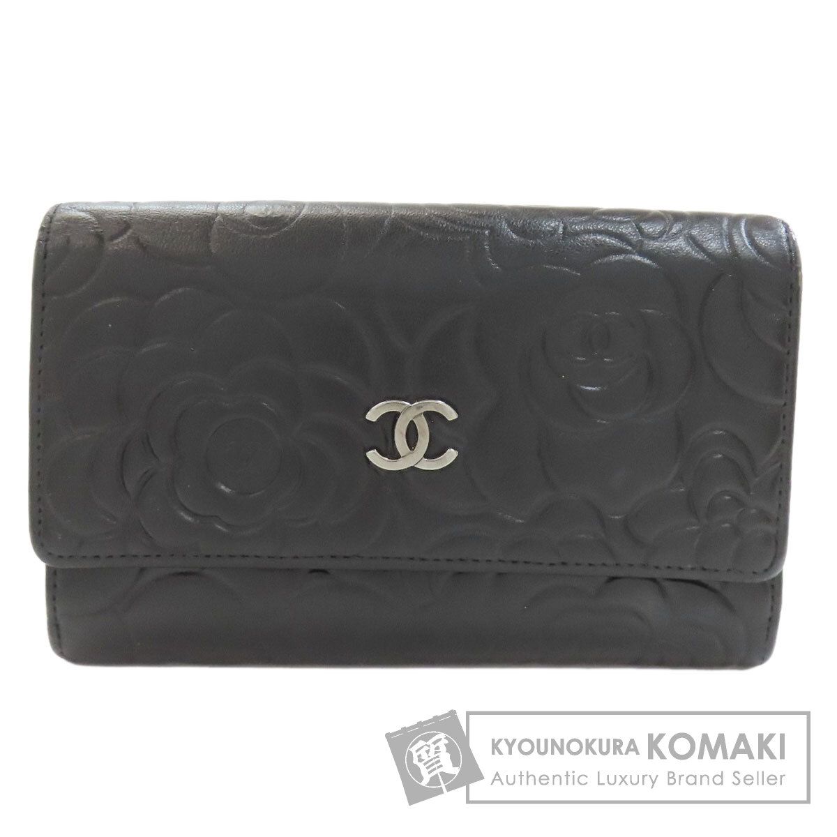 CHANEL シャネル カメリア シルバー金具 長財布（小銭入れあり） カーフ レディース [中古]