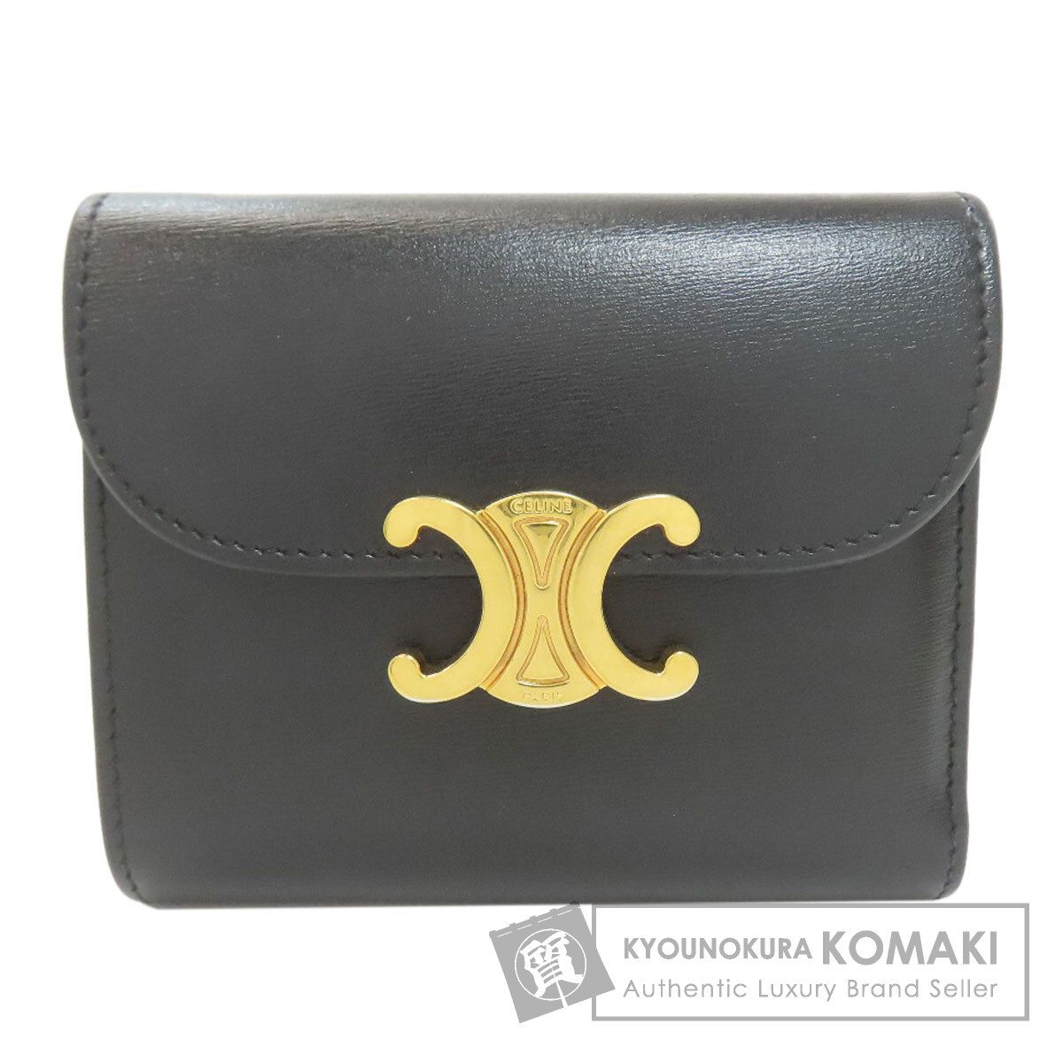 CELINE セリーヌ スモール フラップウォレット トリオンフ 二つ折り財布（小銭入れあり） レザー レディース [中古]