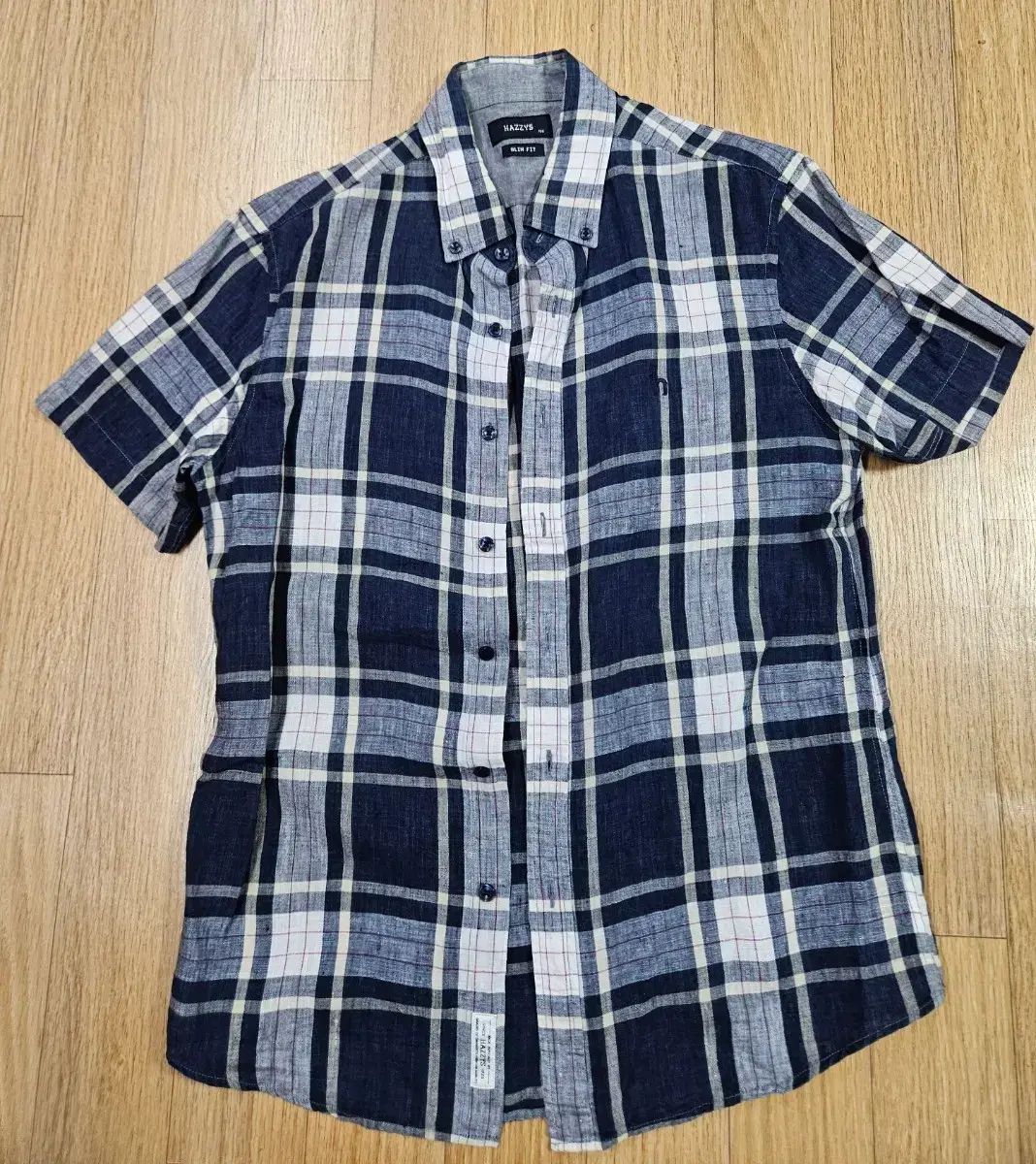 ヘジス CHECK リネン 半袖 シャツ メンズ スリムフィット