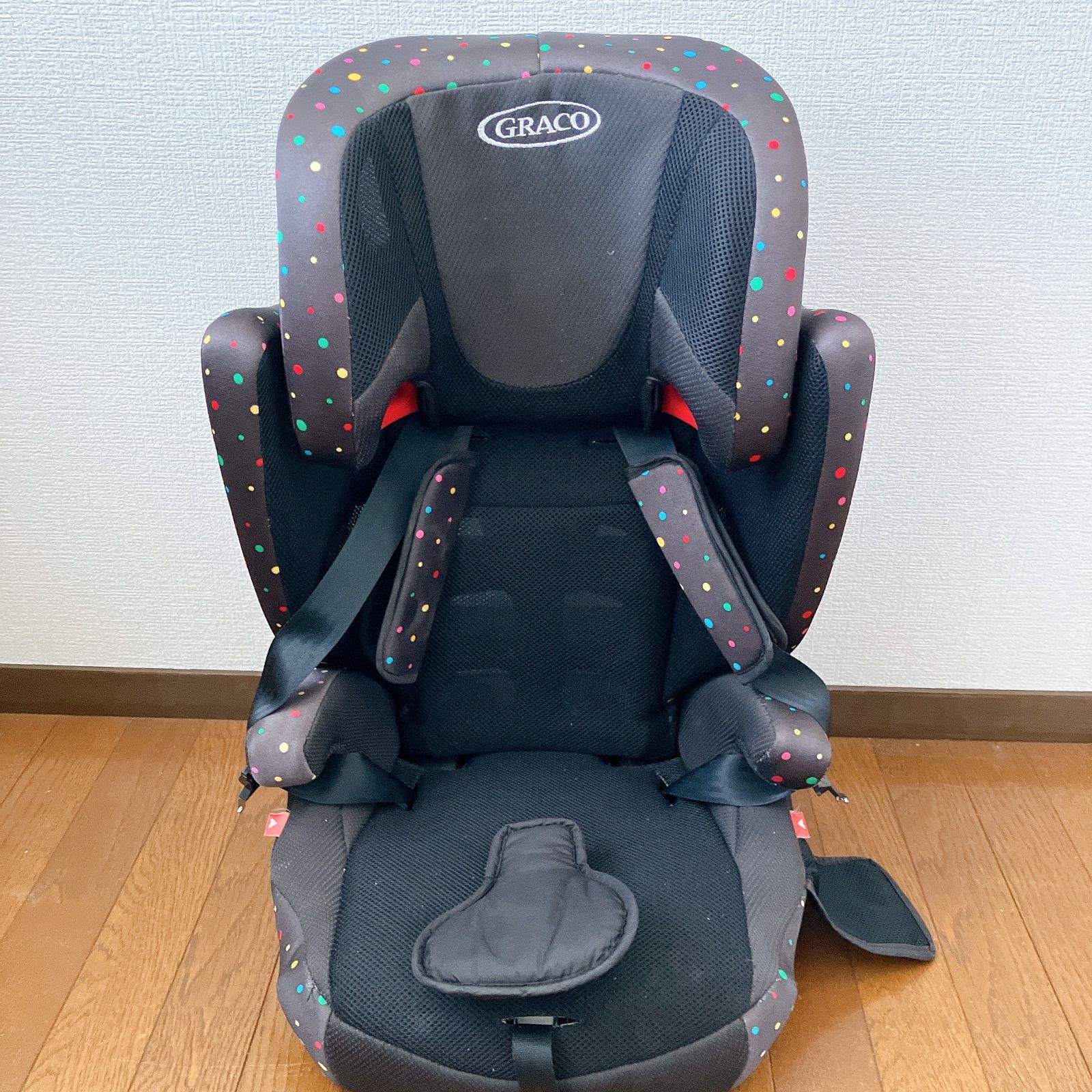 Aprica GRACO ジュニアシート R44 AirPop 67183 ブラック カラフル水玉 