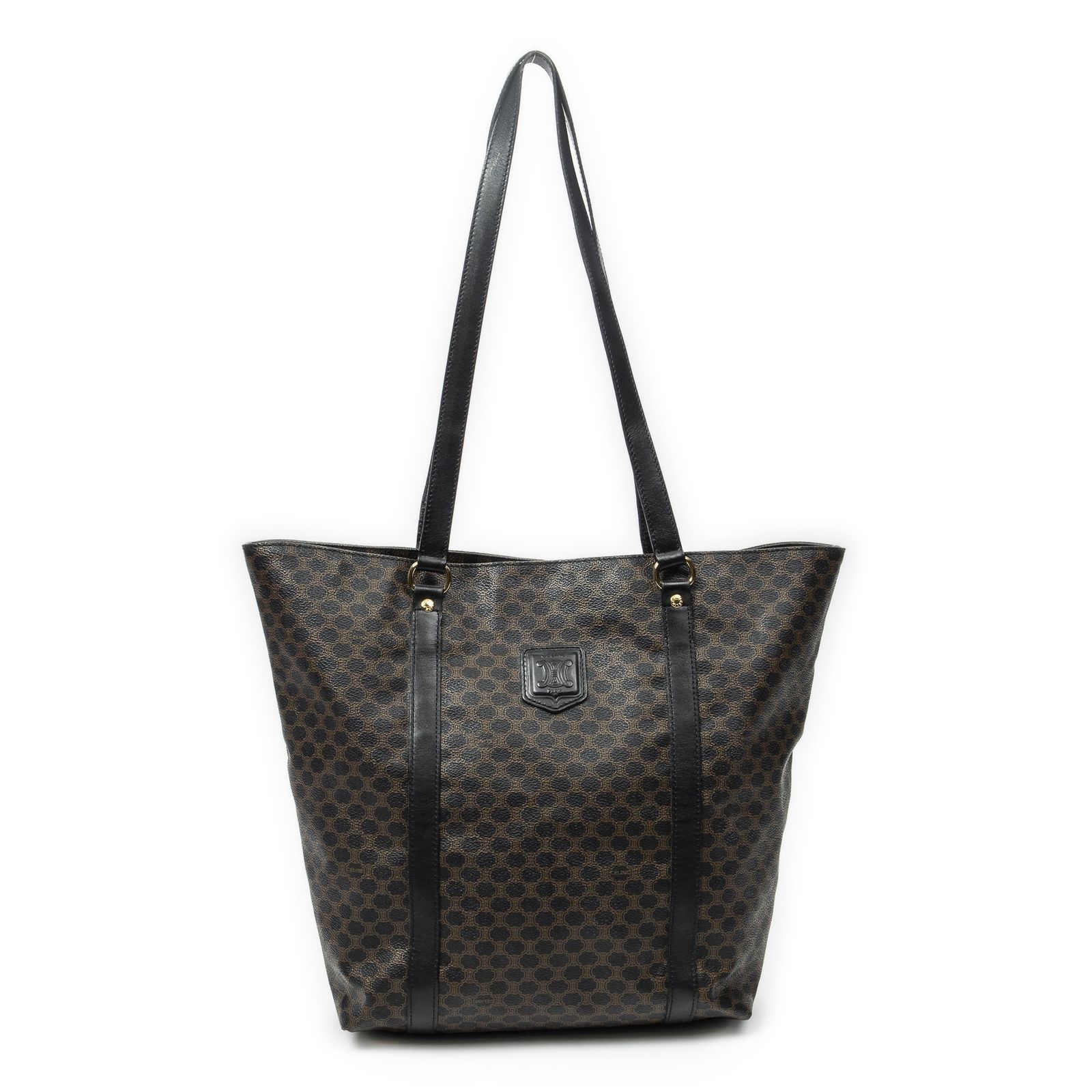 [中古] CELINE セリーヌヴィンテージ ショッピング トート黒マカダムPVCキャンバスA