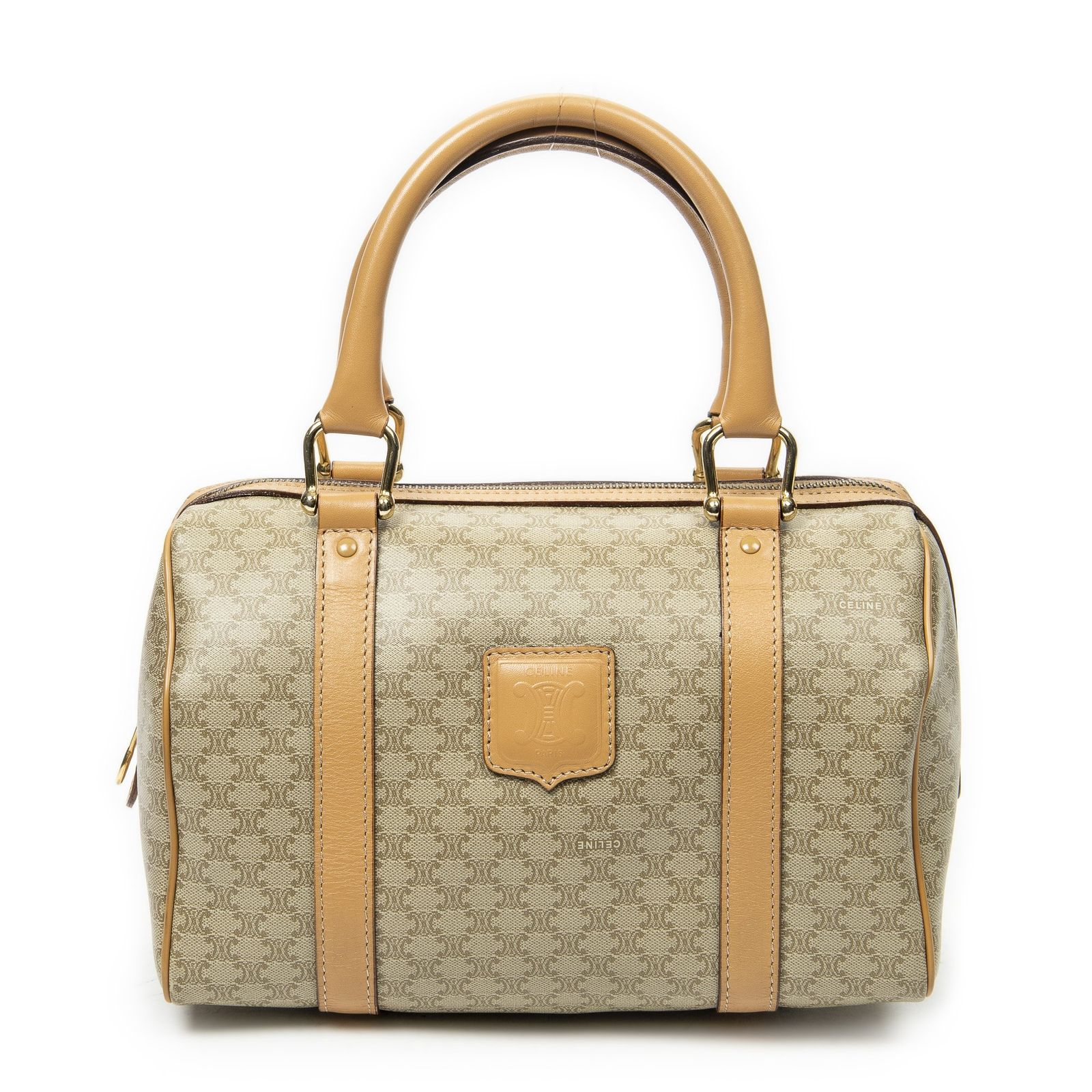 [中古] CELINE セリーヌミニボストンベージュマカダムPVCキャンバスA