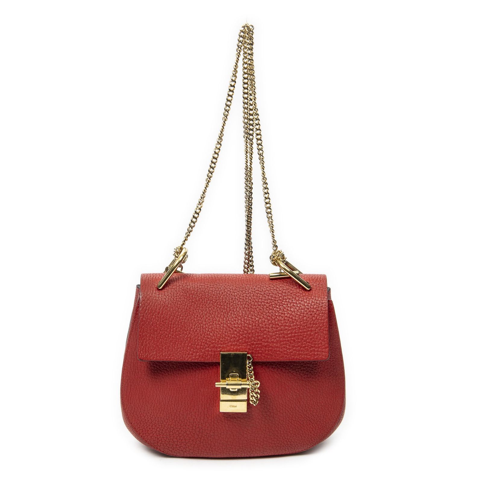 [中古] CHLOE クロエスモール・ドリュー赤グレインカーフスキンレザーA