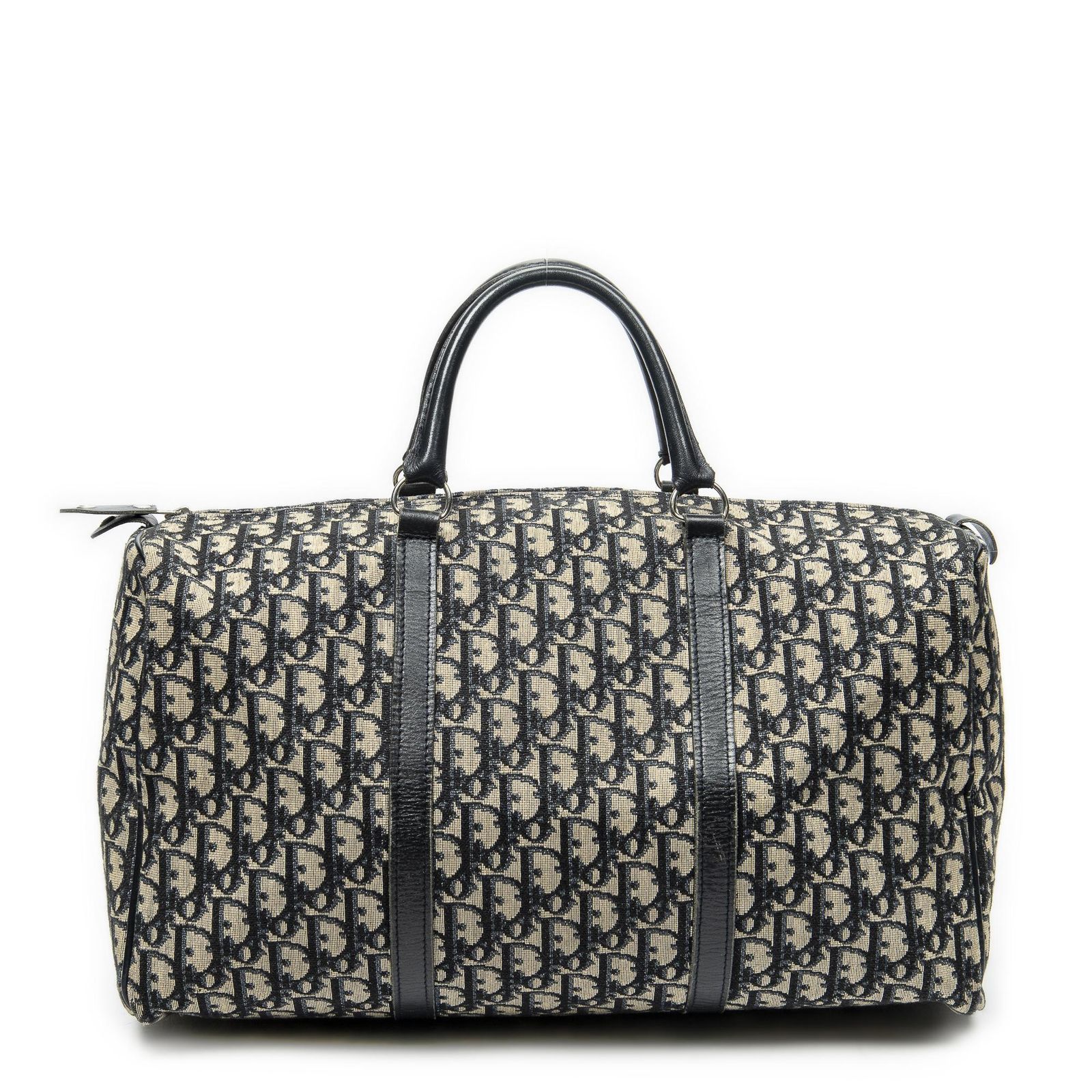 [中古] DIOR ディオールヴィンテージ ミディアム ボストンネイビー/ベージュトロッター柄 キャンバスA