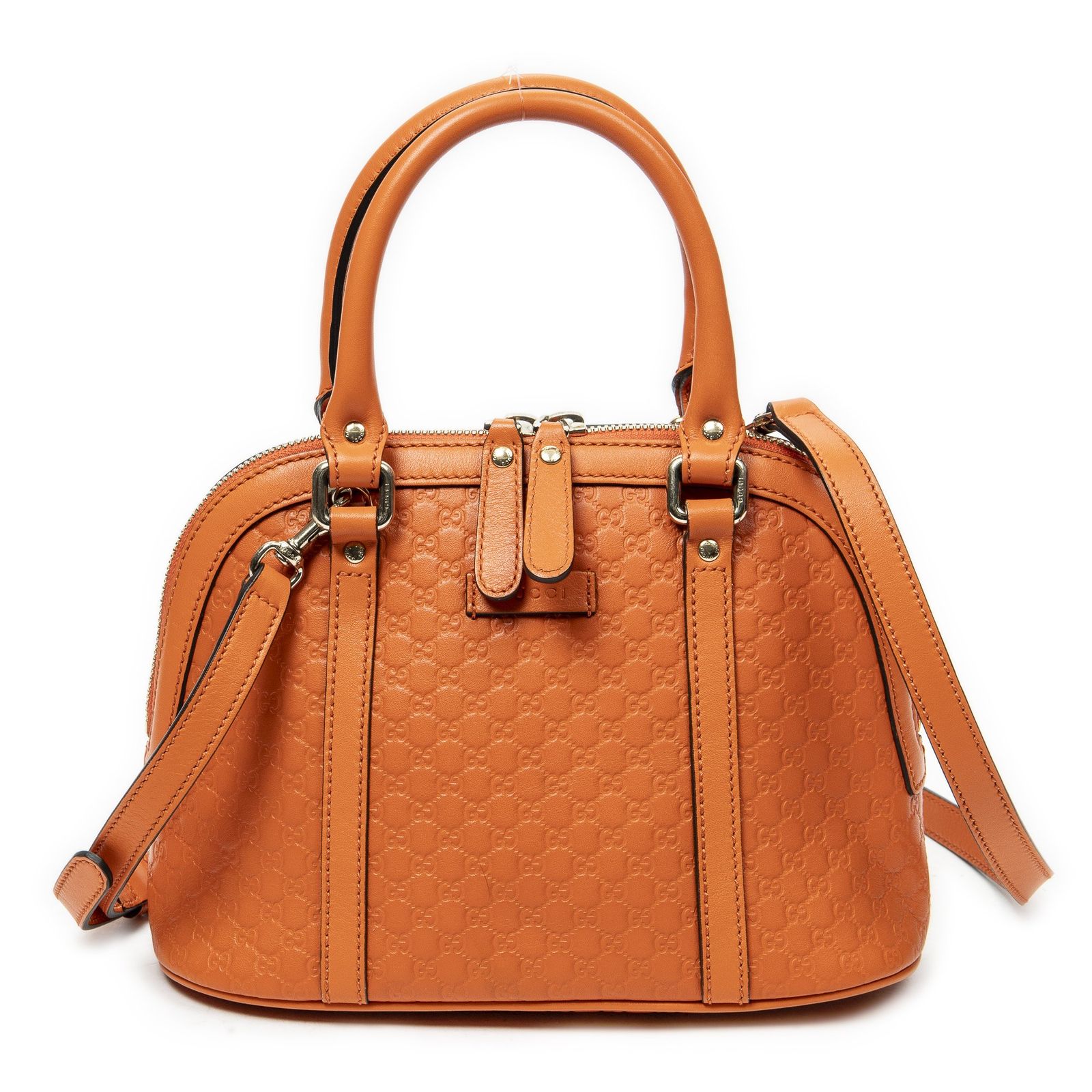 [中古] GUCCI グッチミニ ドーム トートオレンジミクログッチシマレザーA