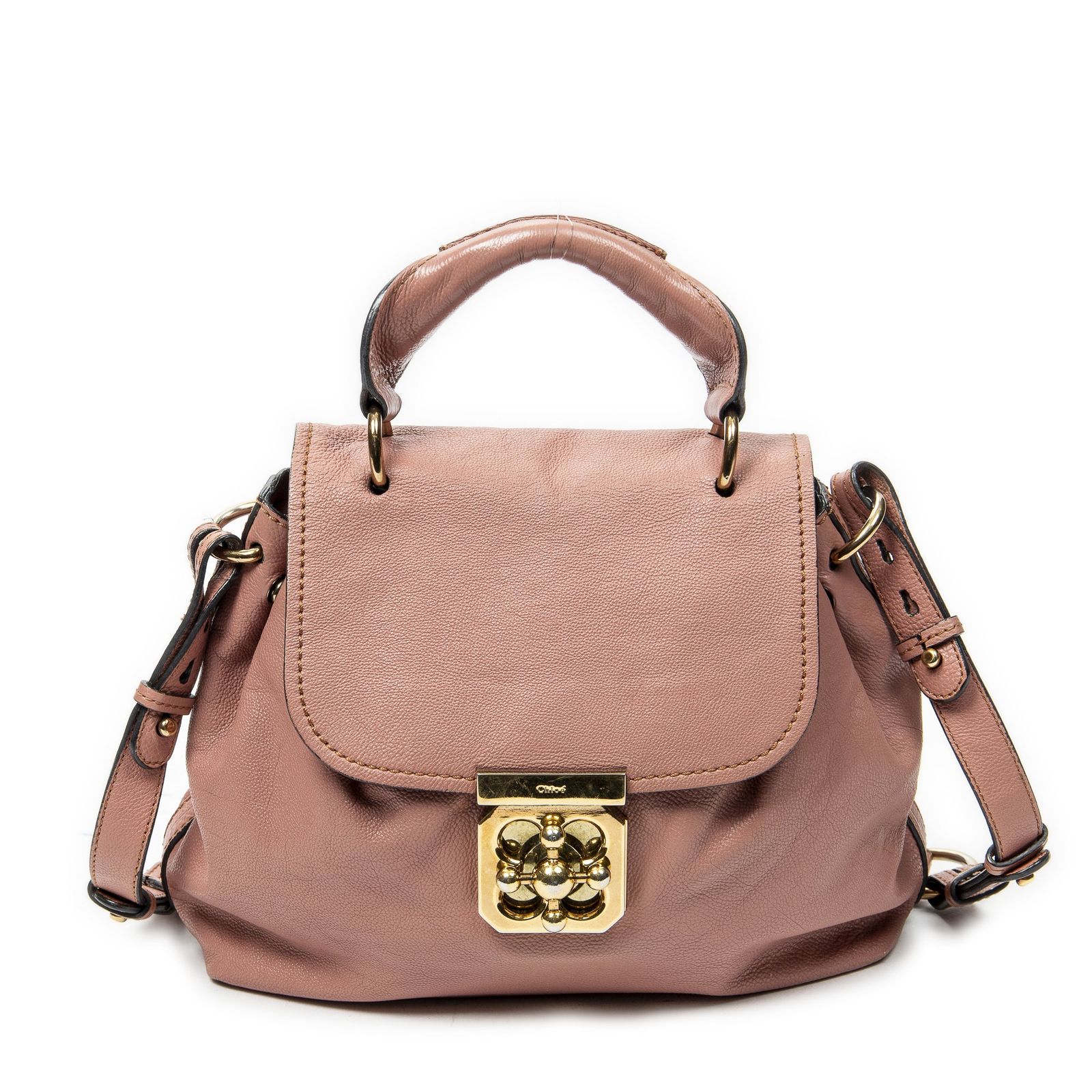 [中古] CHLOE クロエエルシー サッチェルピンクグレインカーフスキンレザーA