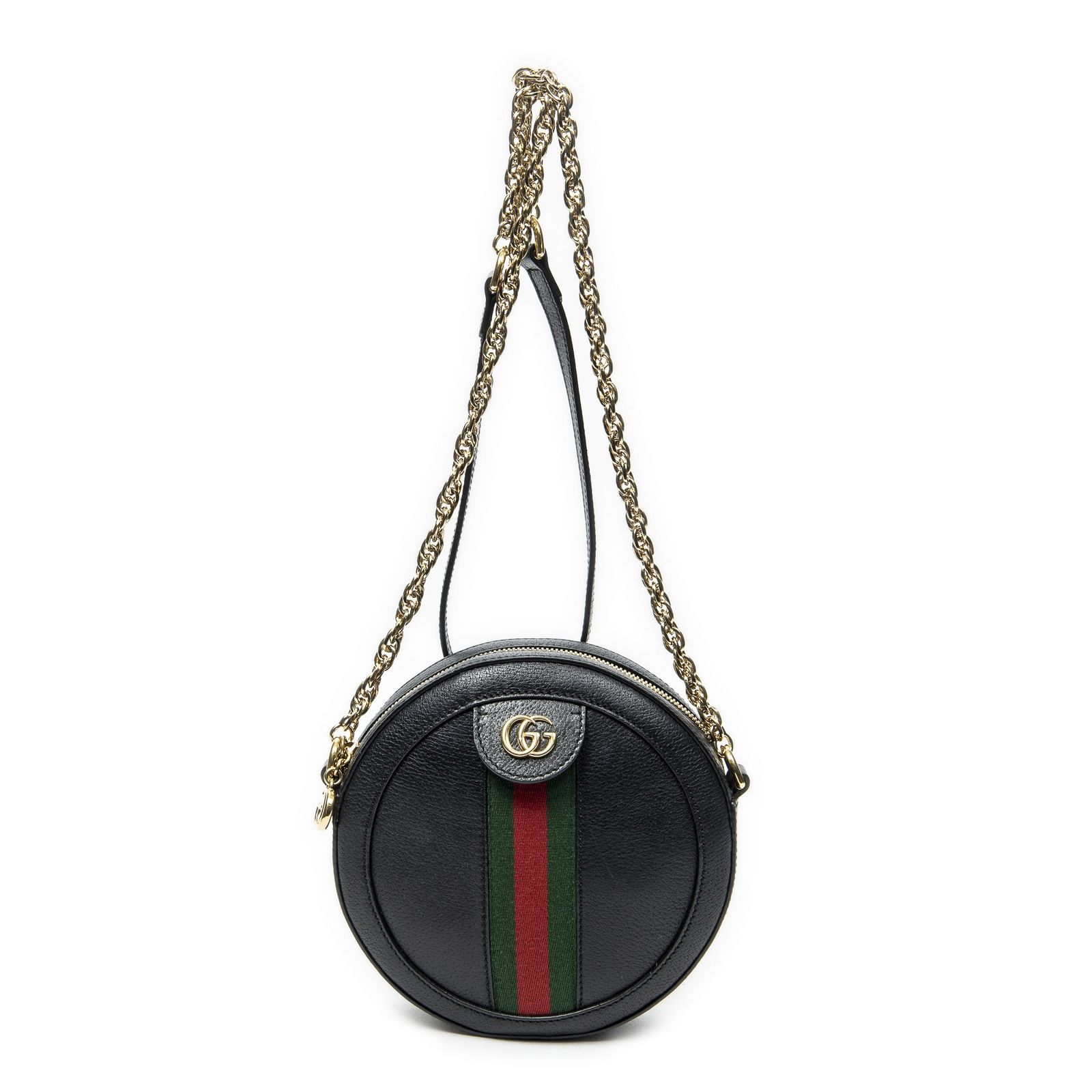 [中古] GUCCI グッチミニ ウェブ オフィディア クロスボディ黒グレインカーフスキンレザーA