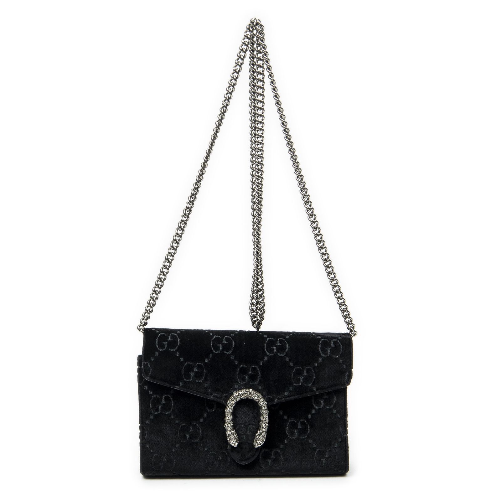 [中古] GUCCI グッチディオニュソス チェーンウォレット黒GGキャンバスA
