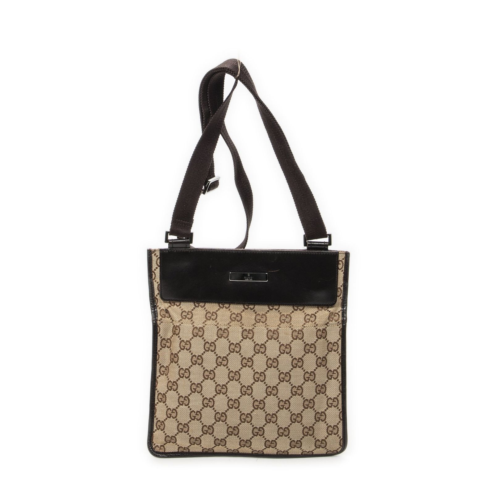 [中古] GUCCI グッチ スモール メッセンジャーダークブラウン/ベージュGGキャンバスAB