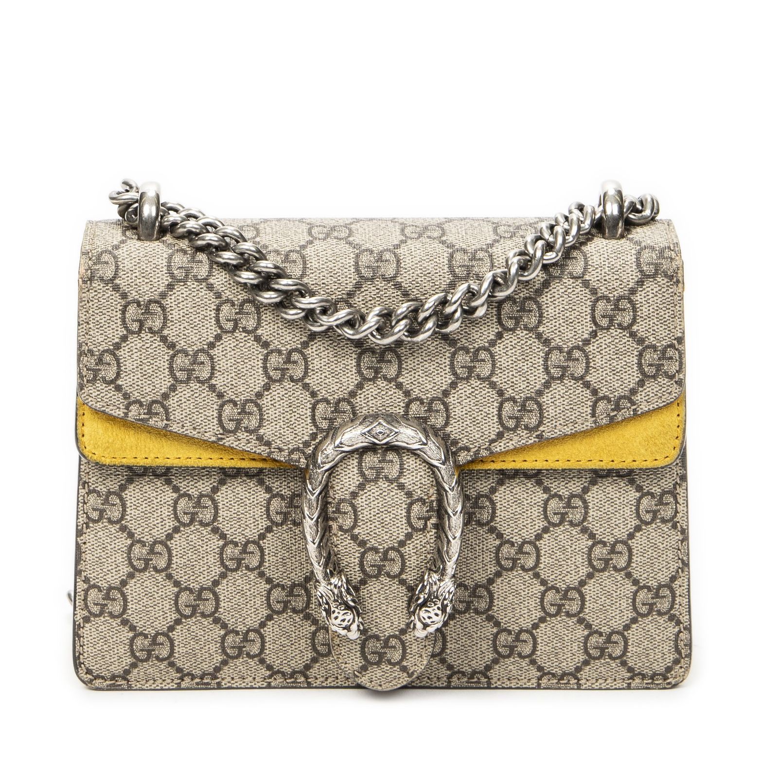 [中古] GUCCI グッチスモール ディオニュソス チェーン クロスボディイエロー/ベージュスプリームPVCキャンバスAB