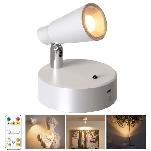 スポットライト LED 充電式 5000mAh大容量 LEDスポットライト リモコン付き マグネット Spotlight 350度角度調節可能 間接照明 3色切替 無段階調光 Type-C充電式 高輝度 取付簡単 絵画 照明 ピクチャーライト 7382fda9