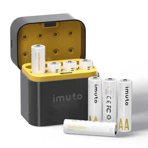 【2026アップグレード】imuto 充電池 1.5v 単三リチウムオン 3600mWh大容量充電池 自己放電抑制 1600回循環使用可能 超長持続時間 8本入りセット 充電器組み合わせ 1~8本同時充電可能 3ｈ急速充電 LED充電インジケ 5f016bb2