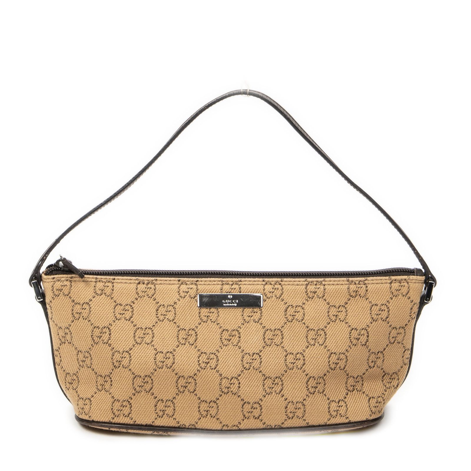 [中古] GUCCI グッチアクセサリーポーチタン/ダークブラウンGGデニムキャンバスAB